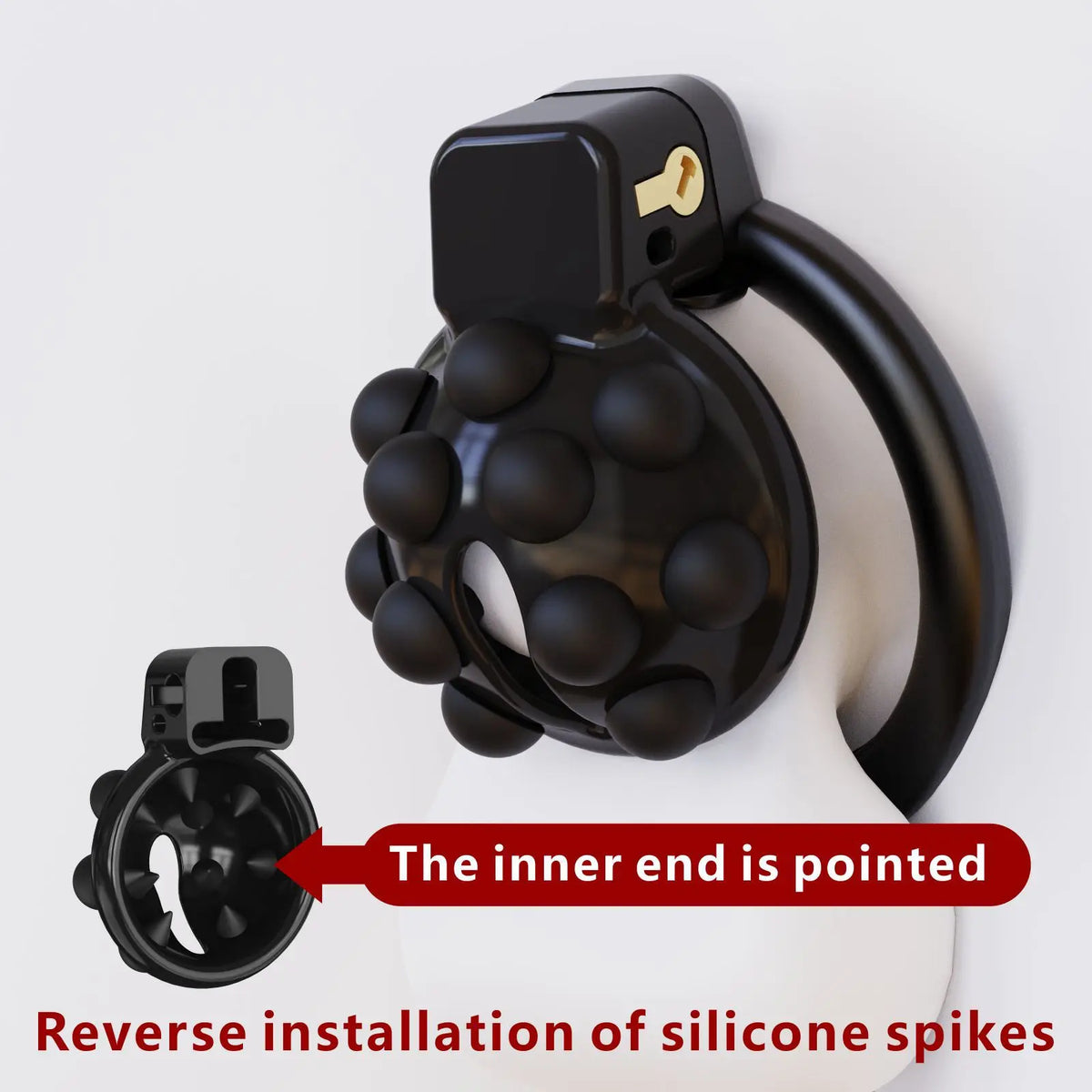 Silicone Chastity Cage with Spiked Rings