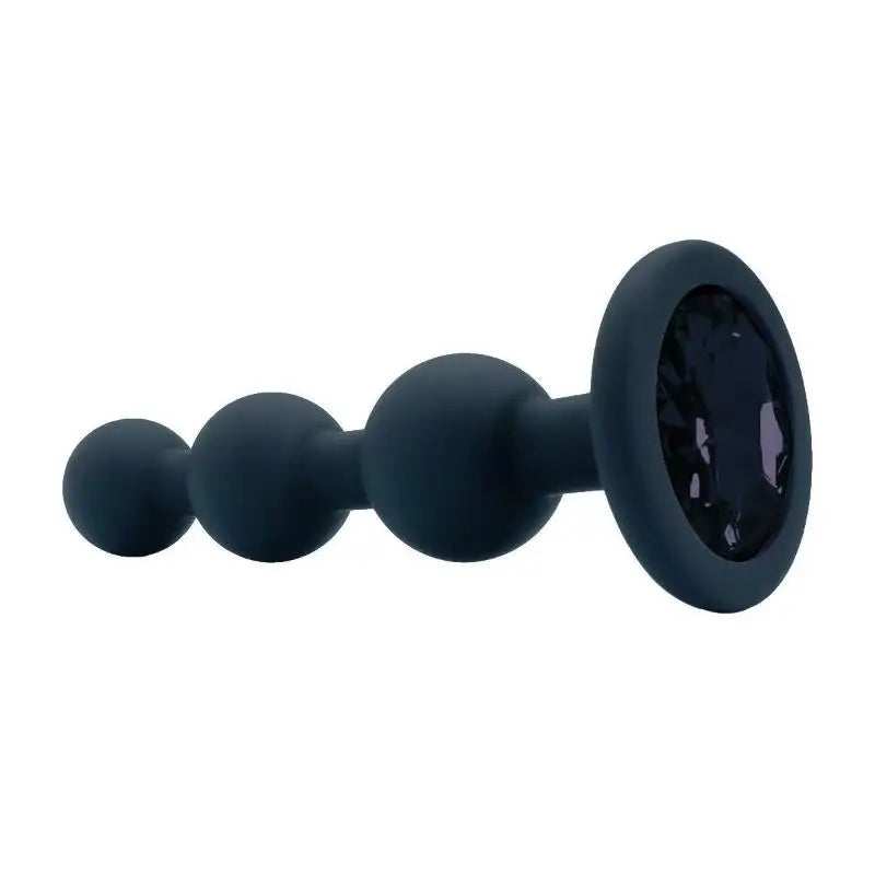 3-Ball Black Silicone Anal Plug with Crystal Base