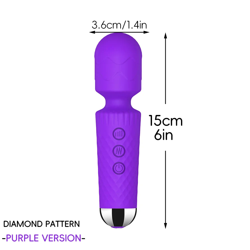 Waterproof Rechargeable Wand Vibrator – 20 Modes/8 Levels