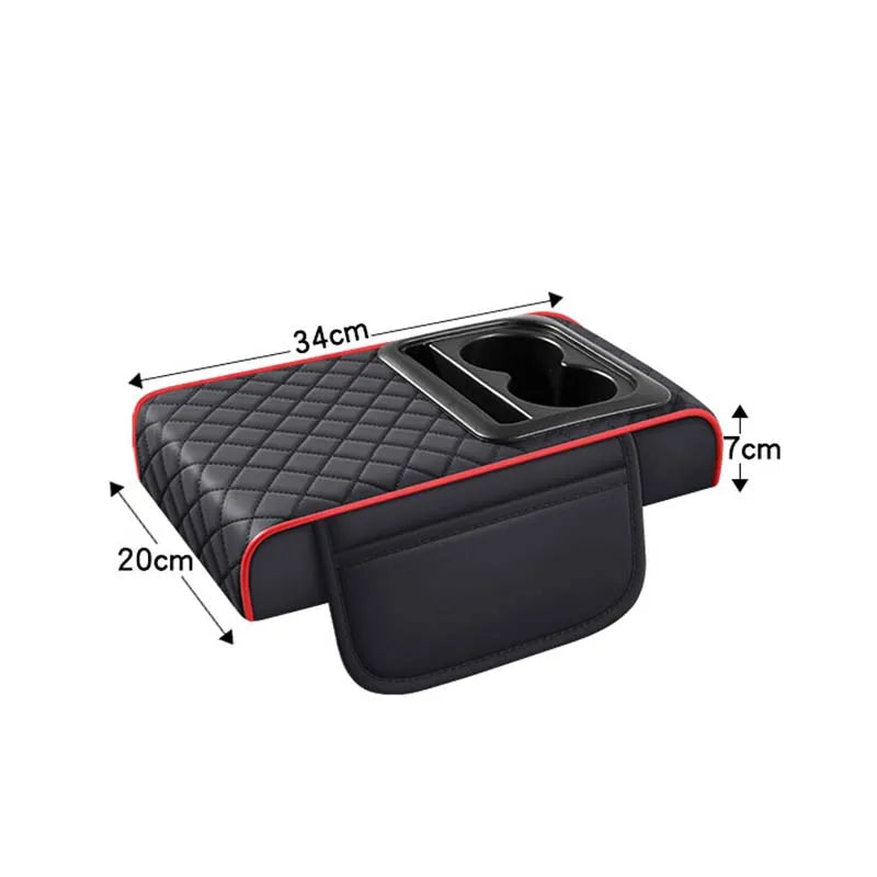Car Armrest Storage Box with Cup Holder Center Console Organizer Heightening Cushion for Vehicle Interior Organization
