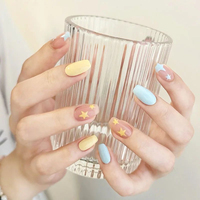 Dopamine-Style Cute Short Press-On Nails – 30 Pieces