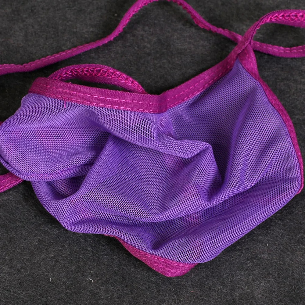 Men's Sexy Liquid Stretch Thong - See-Through Mesh Cut G-Strings, Sultry Panties Underwear