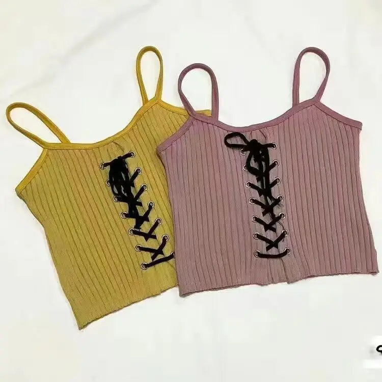 White Knitted Y2K Backless Camisole Crop Top