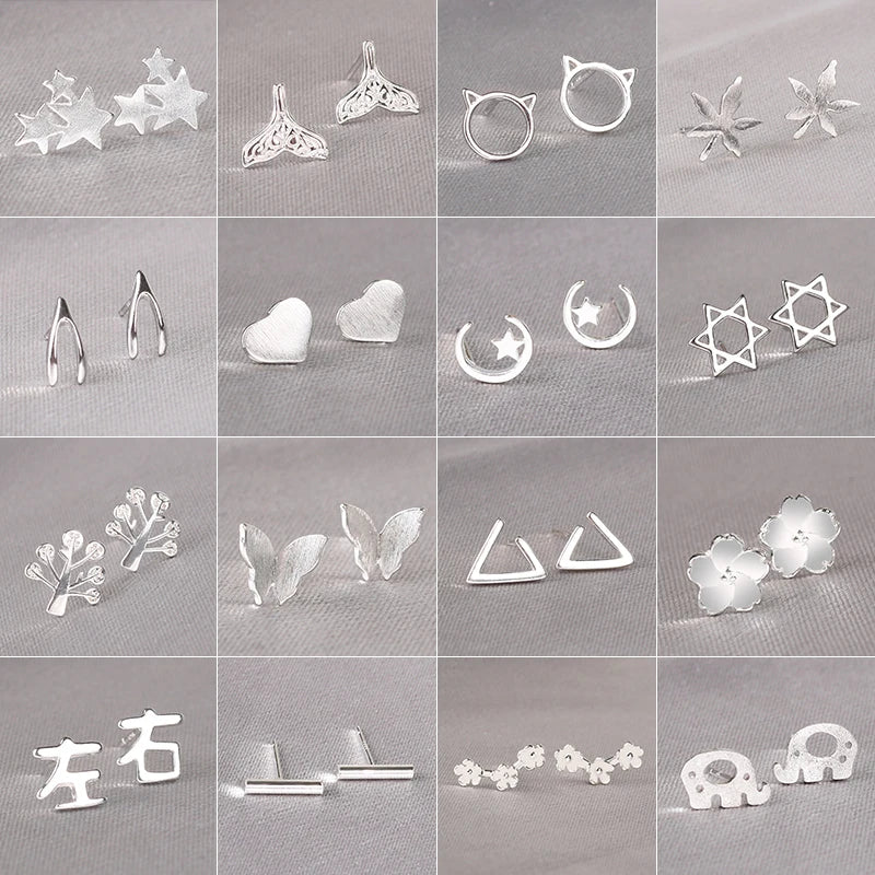925 Silver-Needle Mini Stud Earring Set