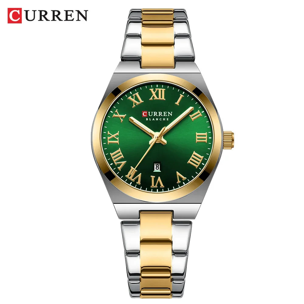 Women's Silver Stainless Steel Date Dress Watch