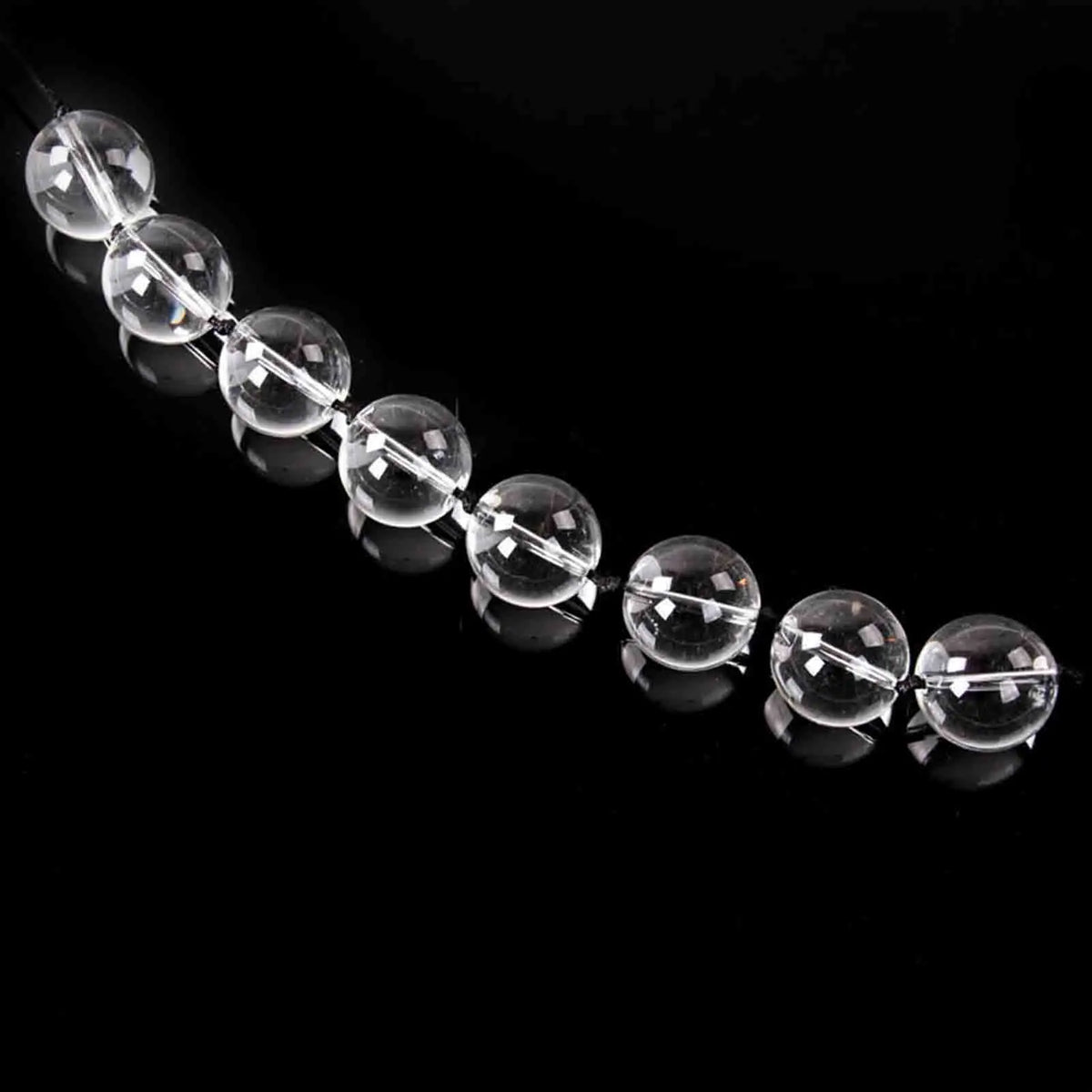 Transparent Glass Anal Bead Chain & Plug