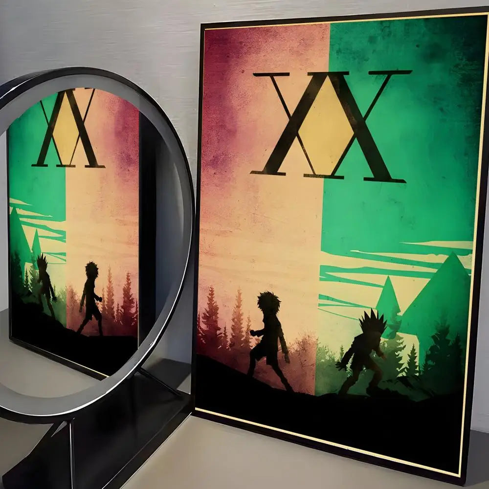 Anime H-Hunter X Hunter Poster Stickers Mural Painting Self-Adhesive Wall Decals for Bedroom Living Room Home HD Decor Gift