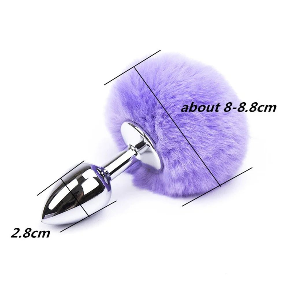 Stainless Steel Rabbit Tail Anal Plug