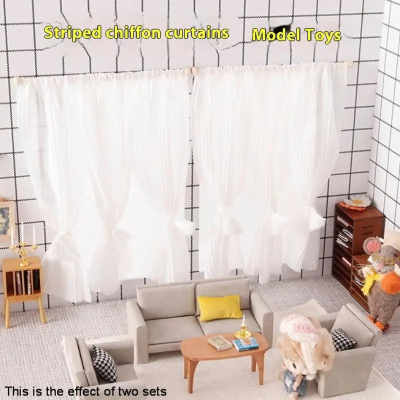 1:12 White Chiffon Dollhouse Curtain