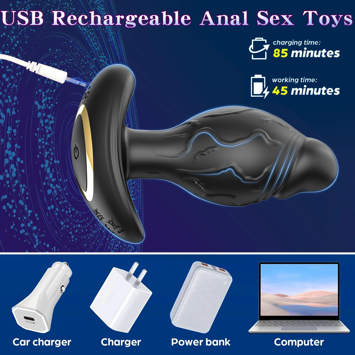 App-Controlled Rotating Vibrating Anal Plug – 9 Modes