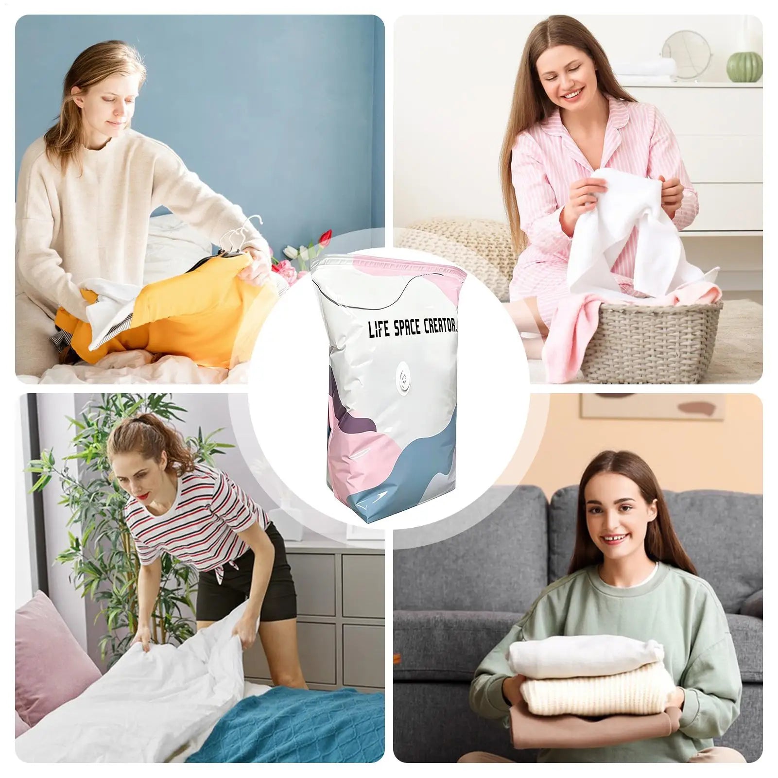 Large Capacity Vacuum Storage Bags No Pump Space Saver Compression Bags For Clothes Blankets New No-pump Vacuum Storage Bag