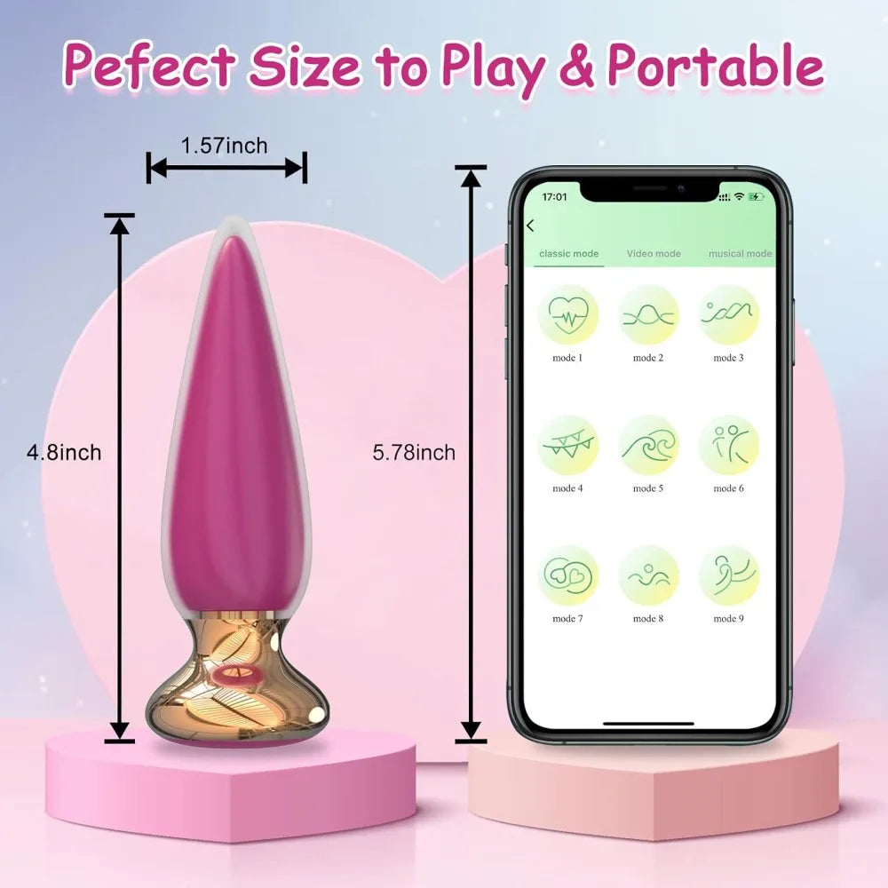App-Controlled Rechargeable Vibrating Anal Plug – 9 Modes