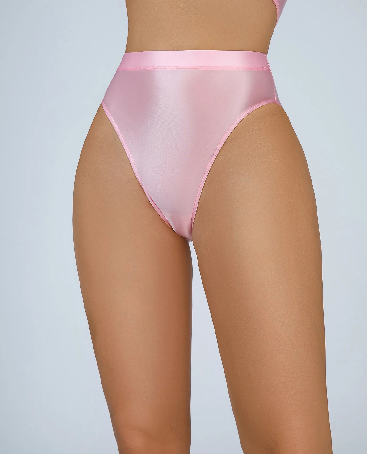Women Sexy Oil Shiny High Waist G-string Smooth Brief Candy Color T-Back Lingerie Thong UnderWear Satin Glossy Seamless Panties