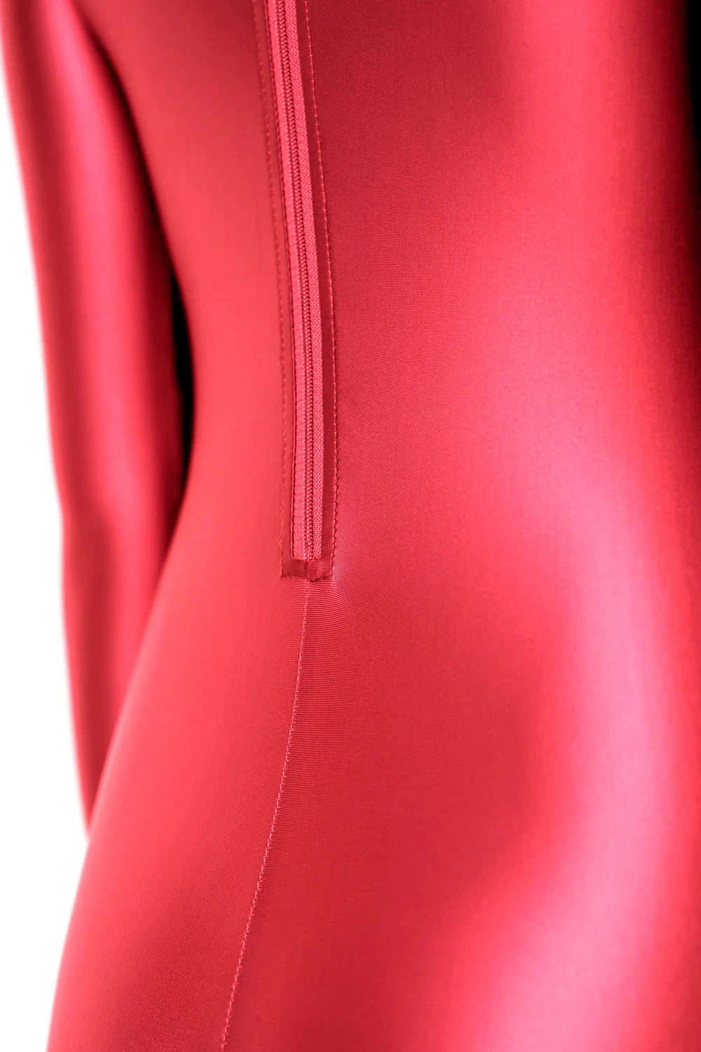 Young Satin Oil Bodysuit High Neck Zipper Long Sleeve Full Body Tight Silk Leotard Glossy Sexy Young Women's Clothing