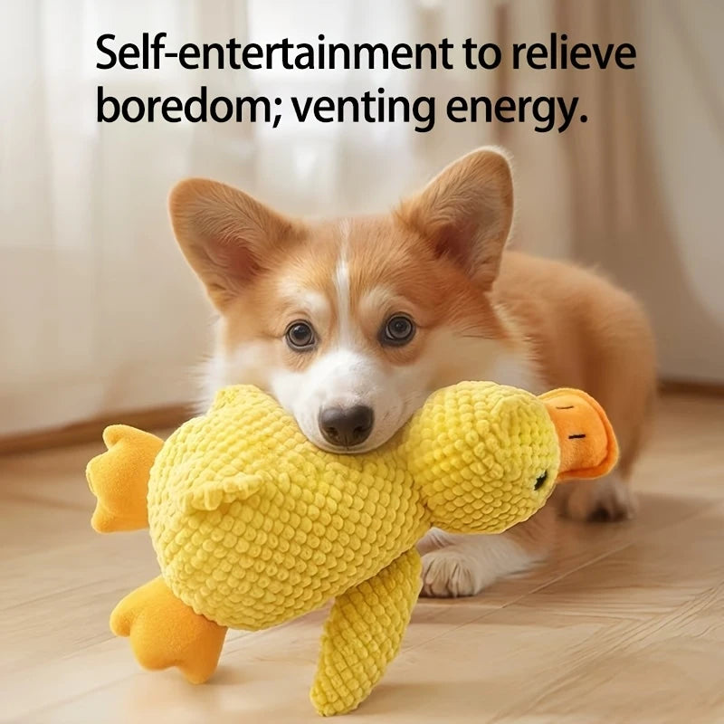 Yellow Duck Plush Squeaky Dog Toy