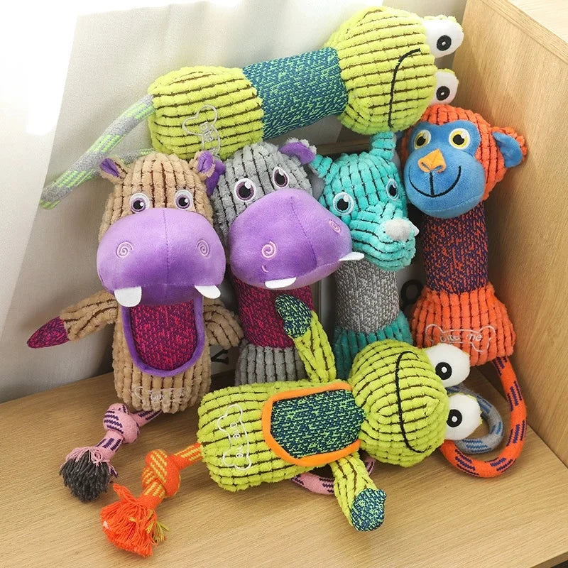 Animal-Shaped Corduroy Squeaky Dog Toy