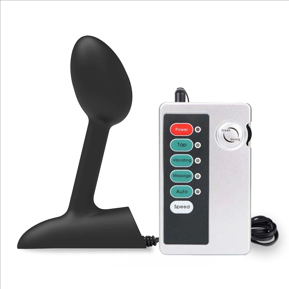 Electric-Stimulation Silicone Anal Bead & Plug