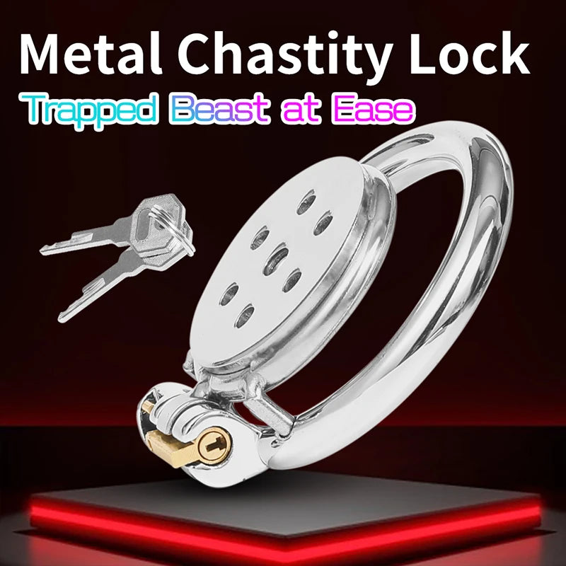 Flat Stainless Steel Chastity Cage
