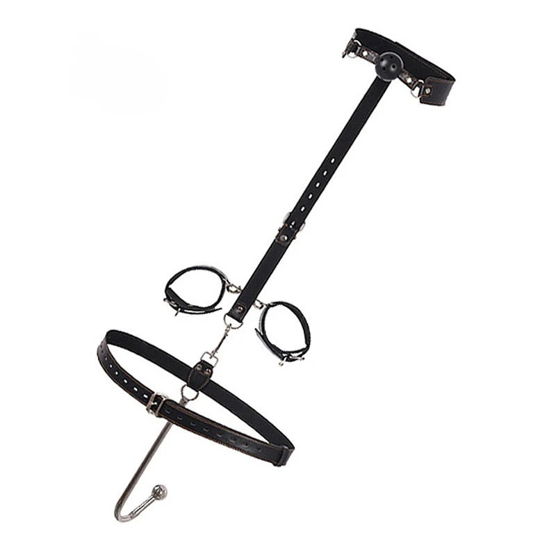 BDSM Cuffs, Anal Hook, Gag & Collar Set
