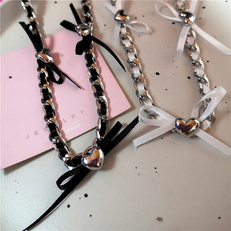 Gothic Butterfly, Bow & Heart Choker Necklace