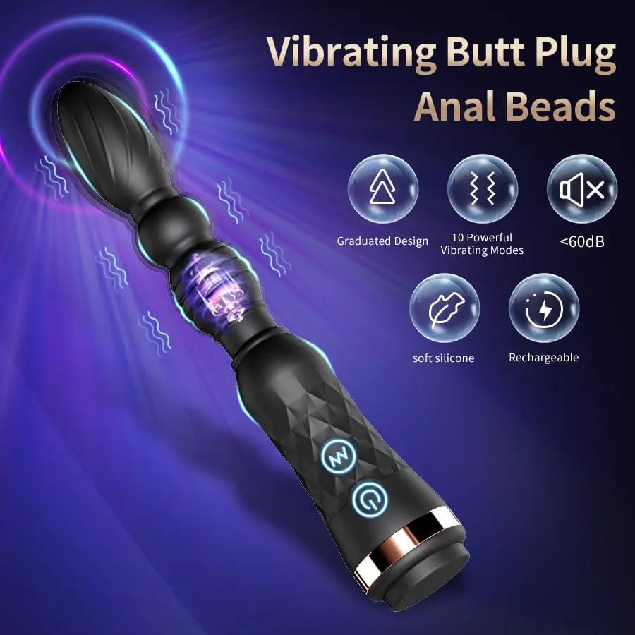 Waterproof Vibrating Silicone Anal Beads – 10 Modes