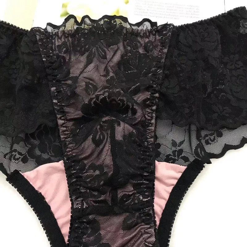 Sexy Flower Mens Underwear Sissy Male Gay Briefs Crossdress Lingerie Panties Men Lace Frill Underpants
