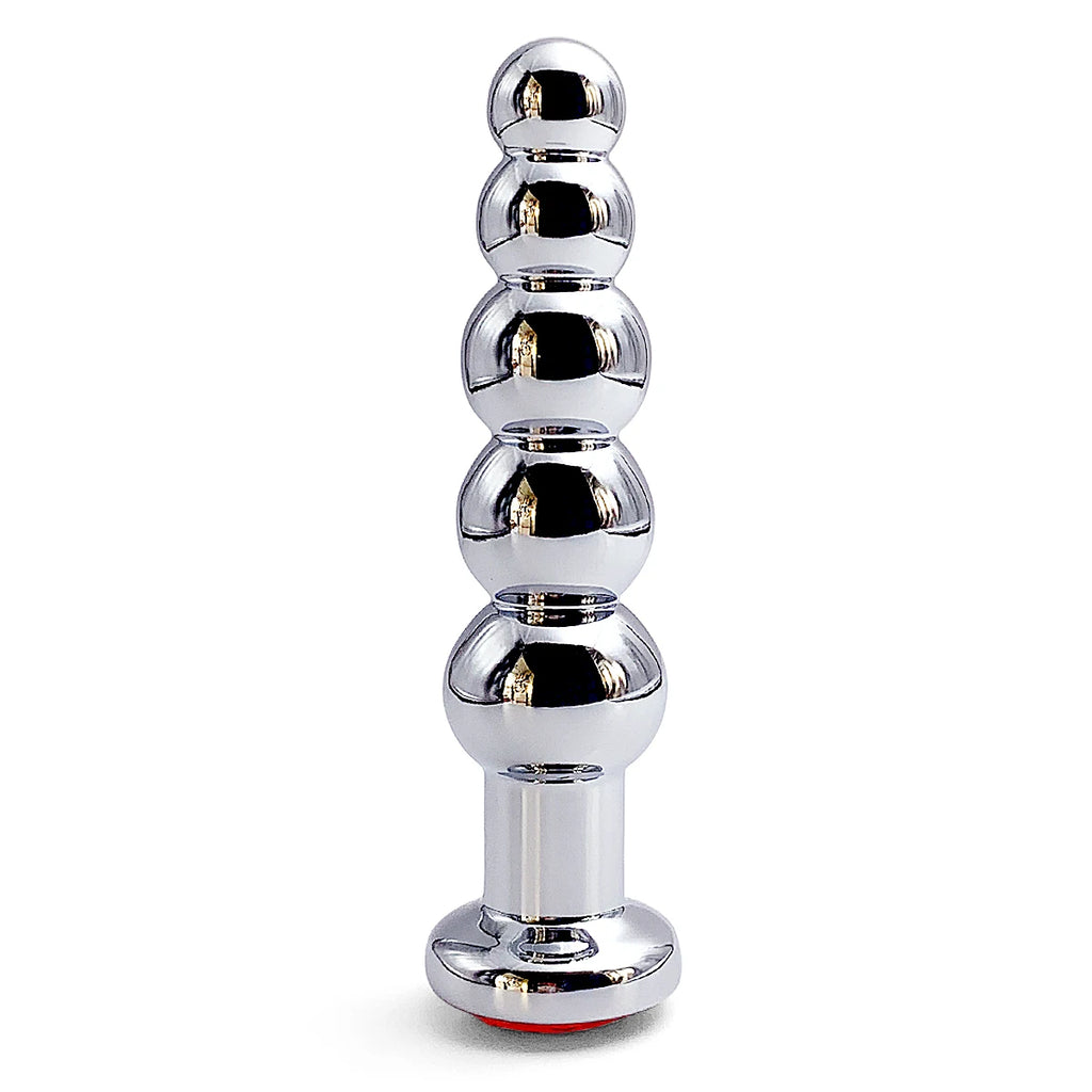 5-Bead Metal Anal Plug with Jewel Base