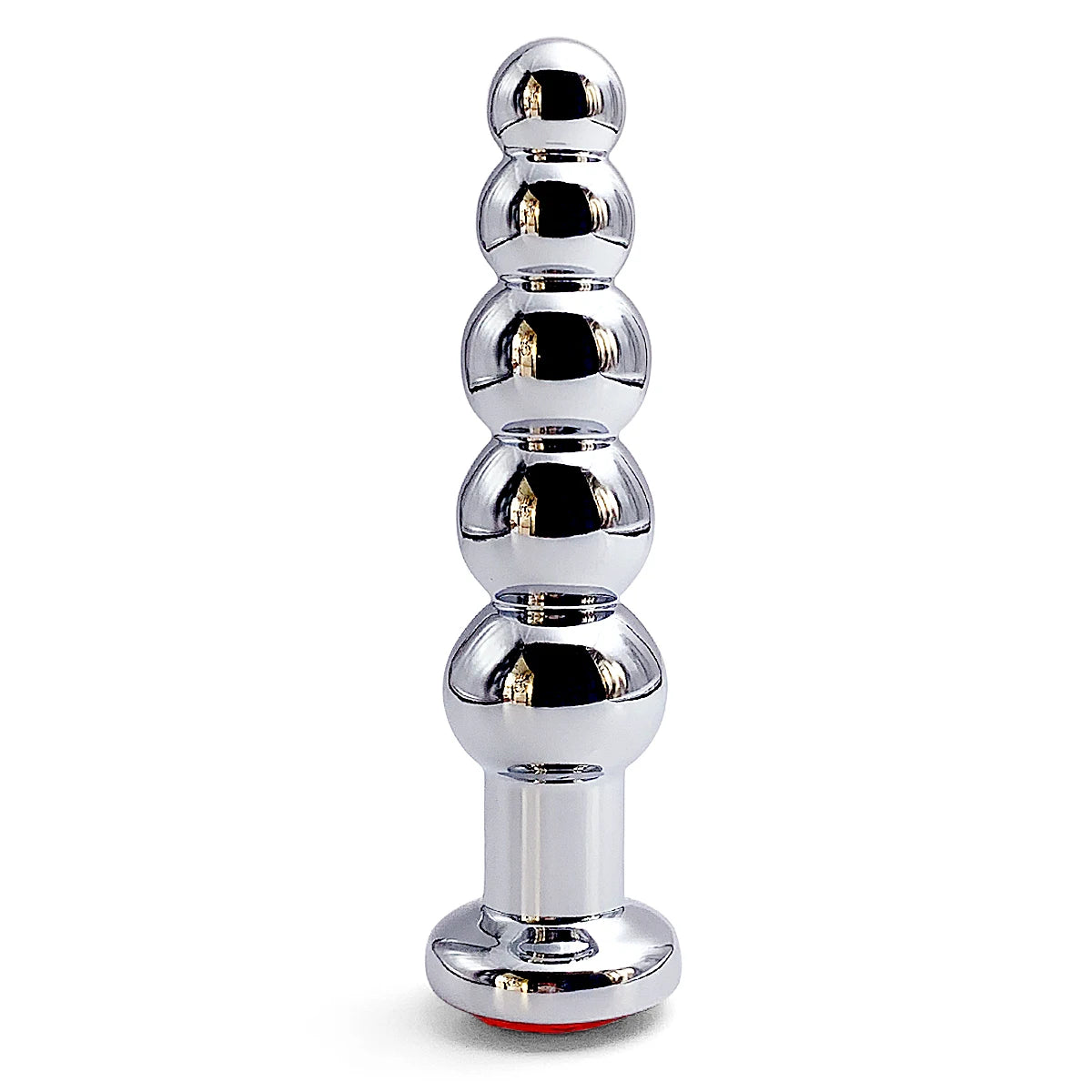 5-Bead Metal Anal Plug with Jewel Base