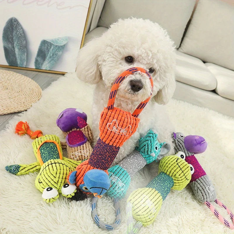 Animal-Shaped Corduroy Squeaky Dog Toy