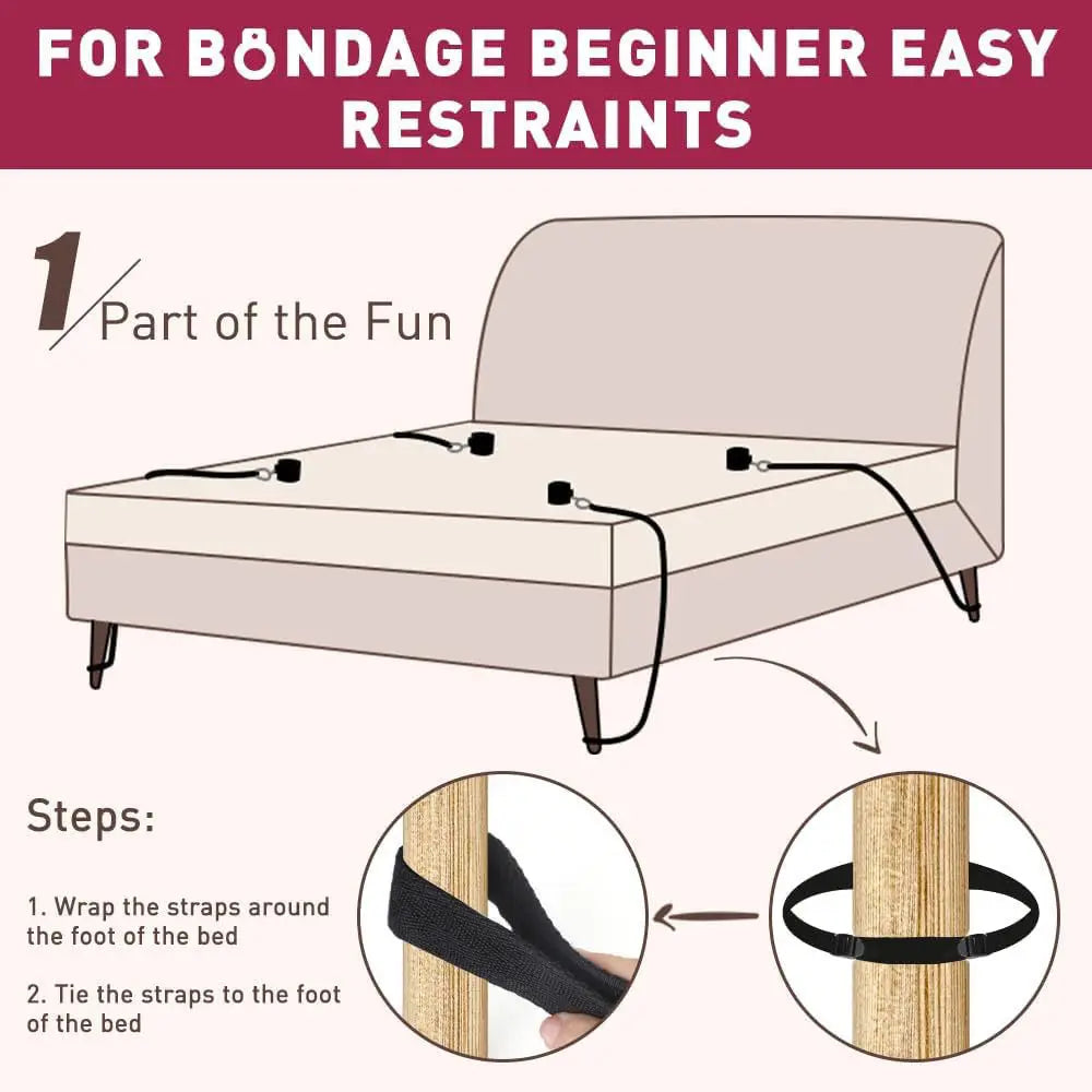 Full-Bed Restraint Strap System with Wrist & Ankle Cuffs