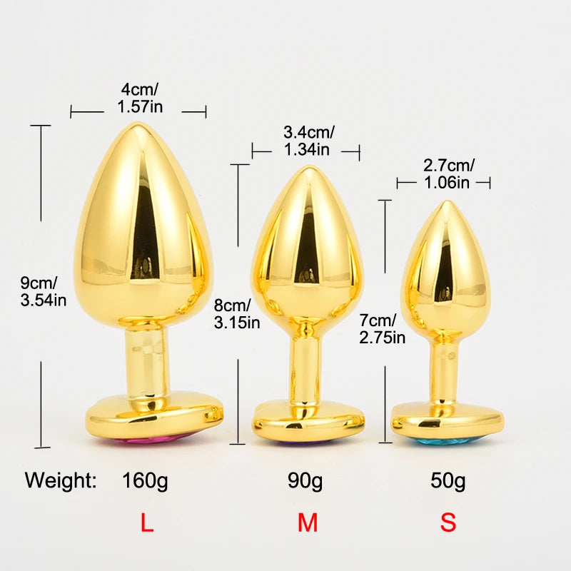 Golden Stainless Steel Crystal Anal Plug – 3 Sizes