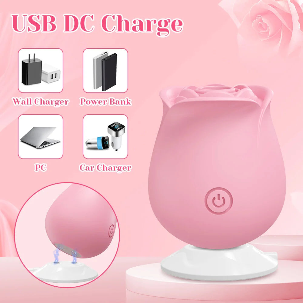 Adult Sex Toys Rose Dildo Vibrator - Adult Toys with 10 Sucking & Modes for Women, Rose Sucker Sex Toy Clitoral G Spot Vibrators