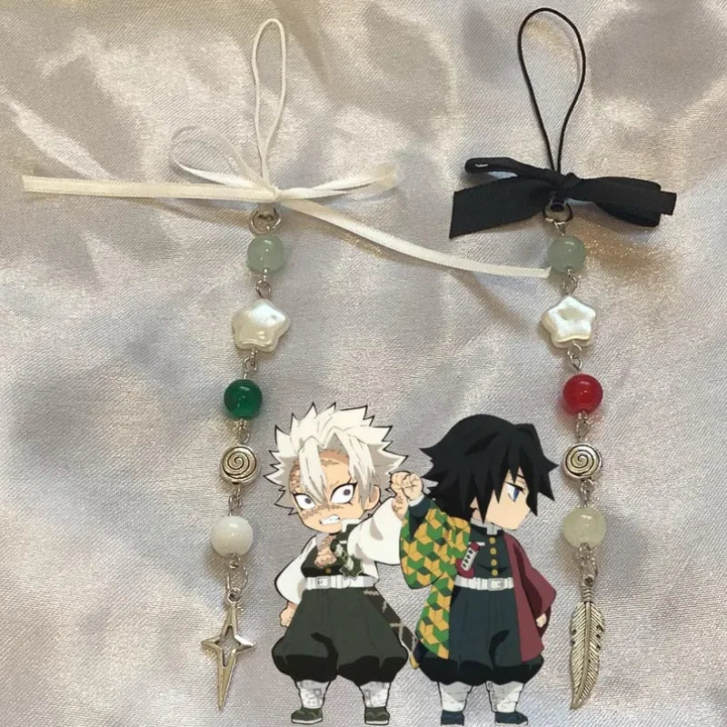 handmade matching Sanemi & giyuu themed phone charms,Y2k !