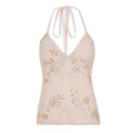 Sexy Sling Tops Women V Neck Backless Sleeveless Sequin Lace Up Tanks Female 2026 Summer New Chic Fashion Streetwears Lady