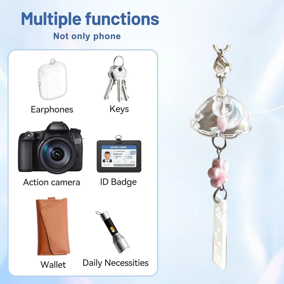 Sakura Beaded Phone Charm – Pink Y2K Lanyard
