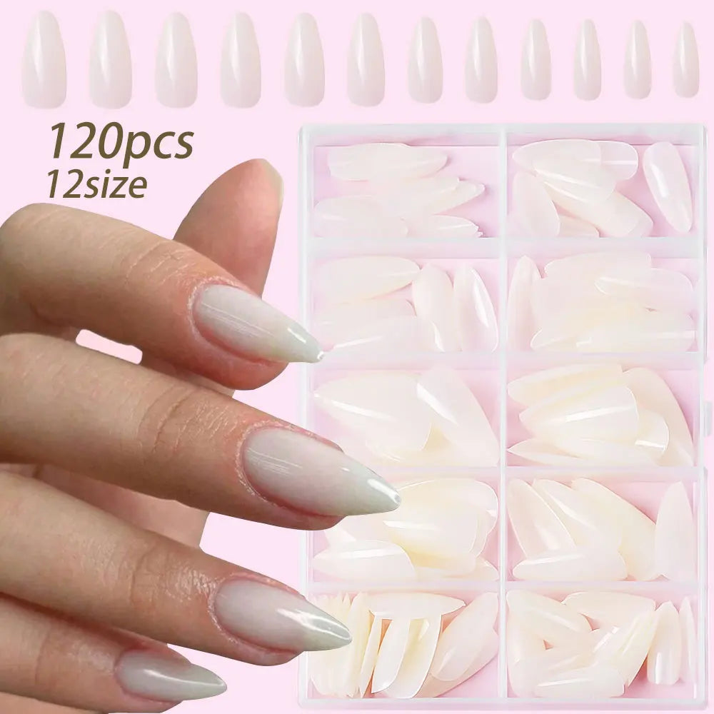Light Pink Almond French Soft-Gel Nail Tips – 120/240/360 Pieces