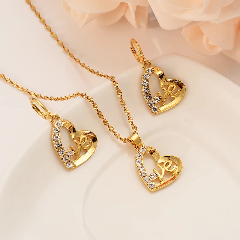 Women's Gold-Color Necklace & Earring Set