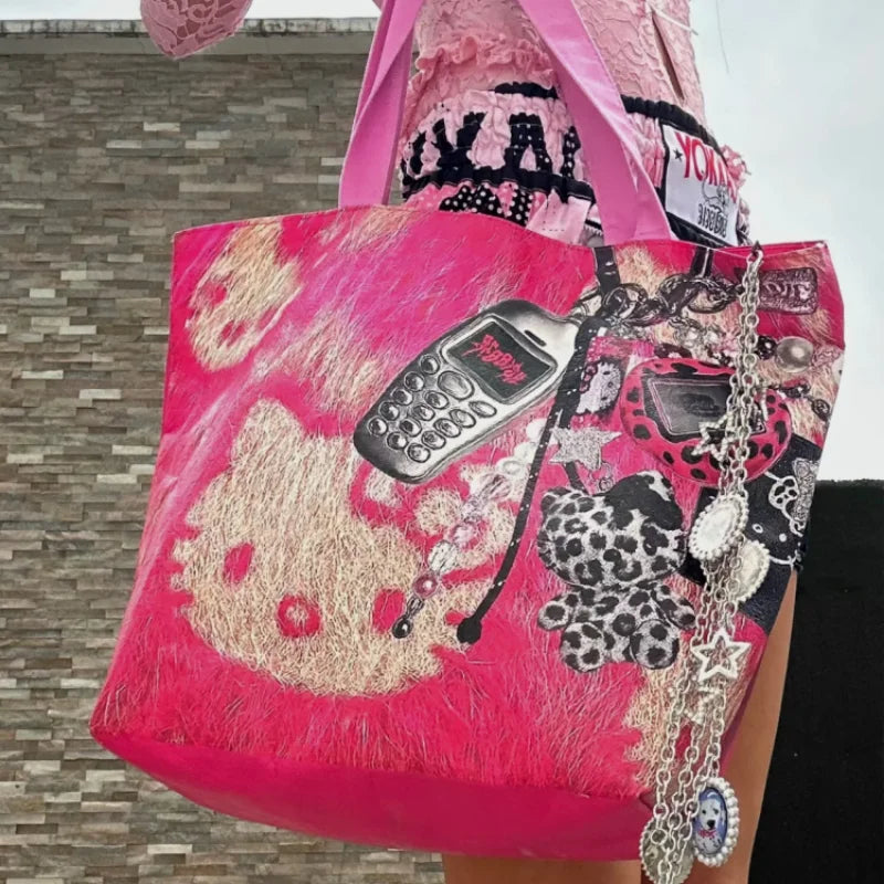 Y2K Kitty Double-Sided Tote Bag