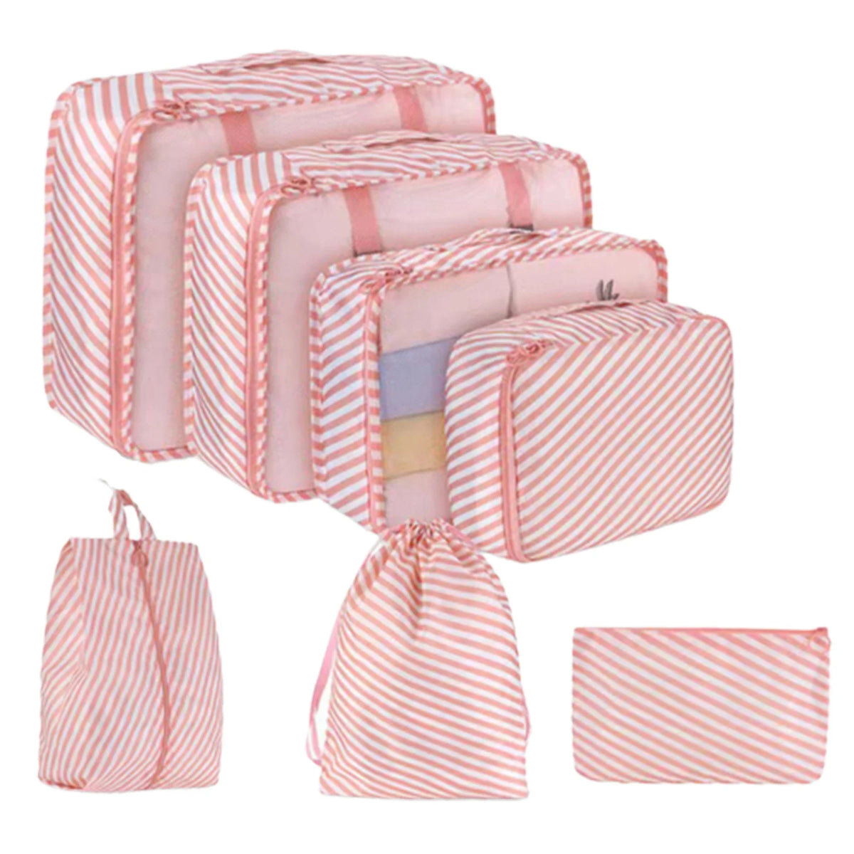 7-Piece Mesh Travel Packing Cube Set with Shoe Bag