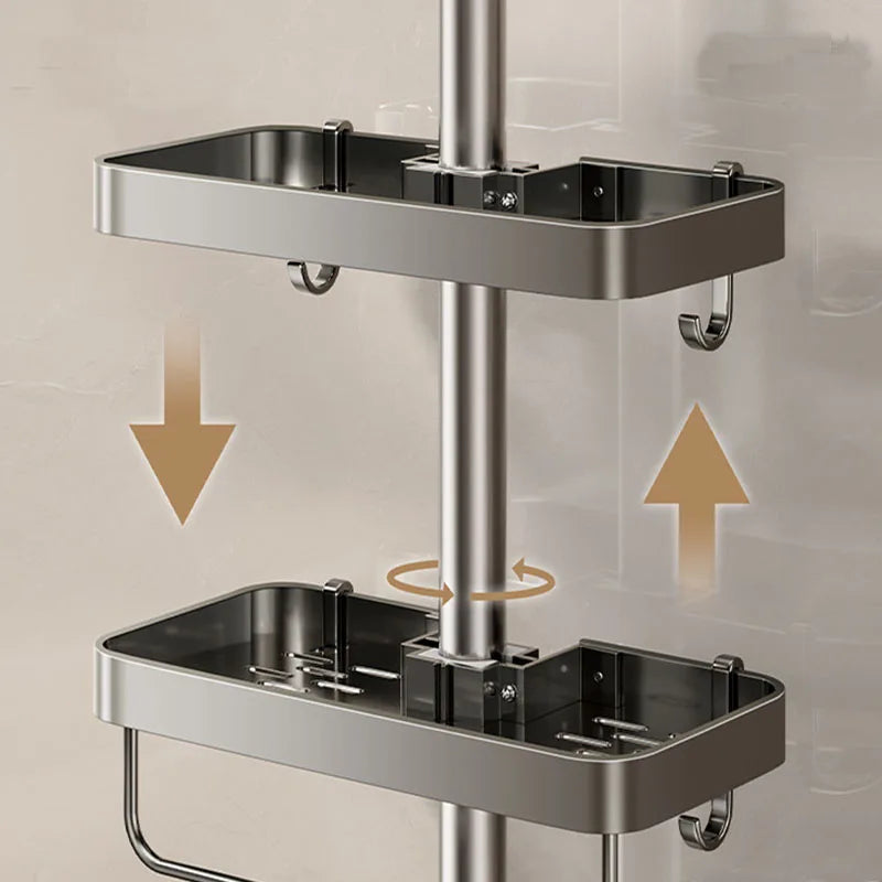 Bathroom Storage Rack Rain Shower Rod Shelf Organizer No Drilling Shower Gel Shampoo Tray Holder Shower Gel Shampoo Organizer