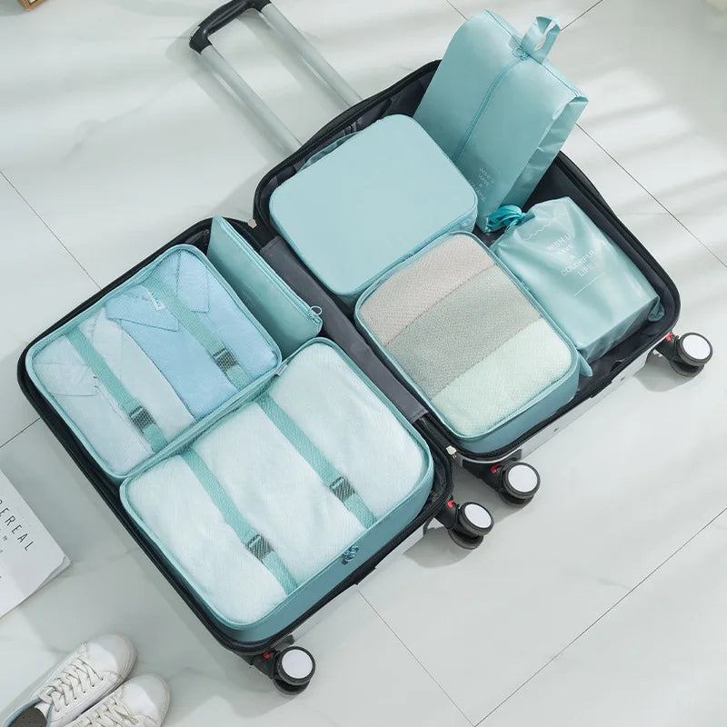 7-Piece Travel Packing Cube Set for Clothes & Shoes