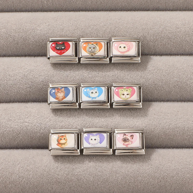 Cat Head Italian Charm Bracelet – 9mm Links
