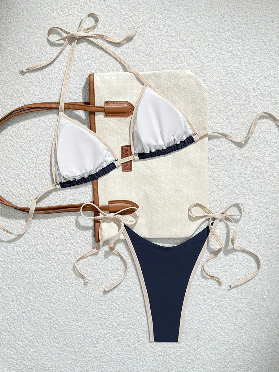 Sexy  Contrast Color Separates Micro Bikini 2026 Women's Swimsuit Female Swimwear Mini Thong Bikinis Set Two-piece Bathing Suit