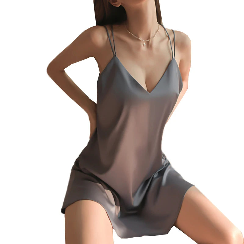 Sexy Lingerie Silky Smoothness Women's Sleepwear Sex Dress Nightgowns Ice Silk Suspender Backless Design Erotic Woman Pijamas