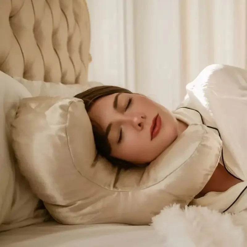 Contoured Face Sleep Pillow with Satin Pillowcase