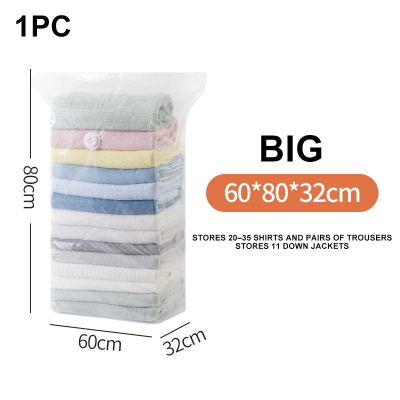 Large No-Pump Vacuum Compression Storage Bags
