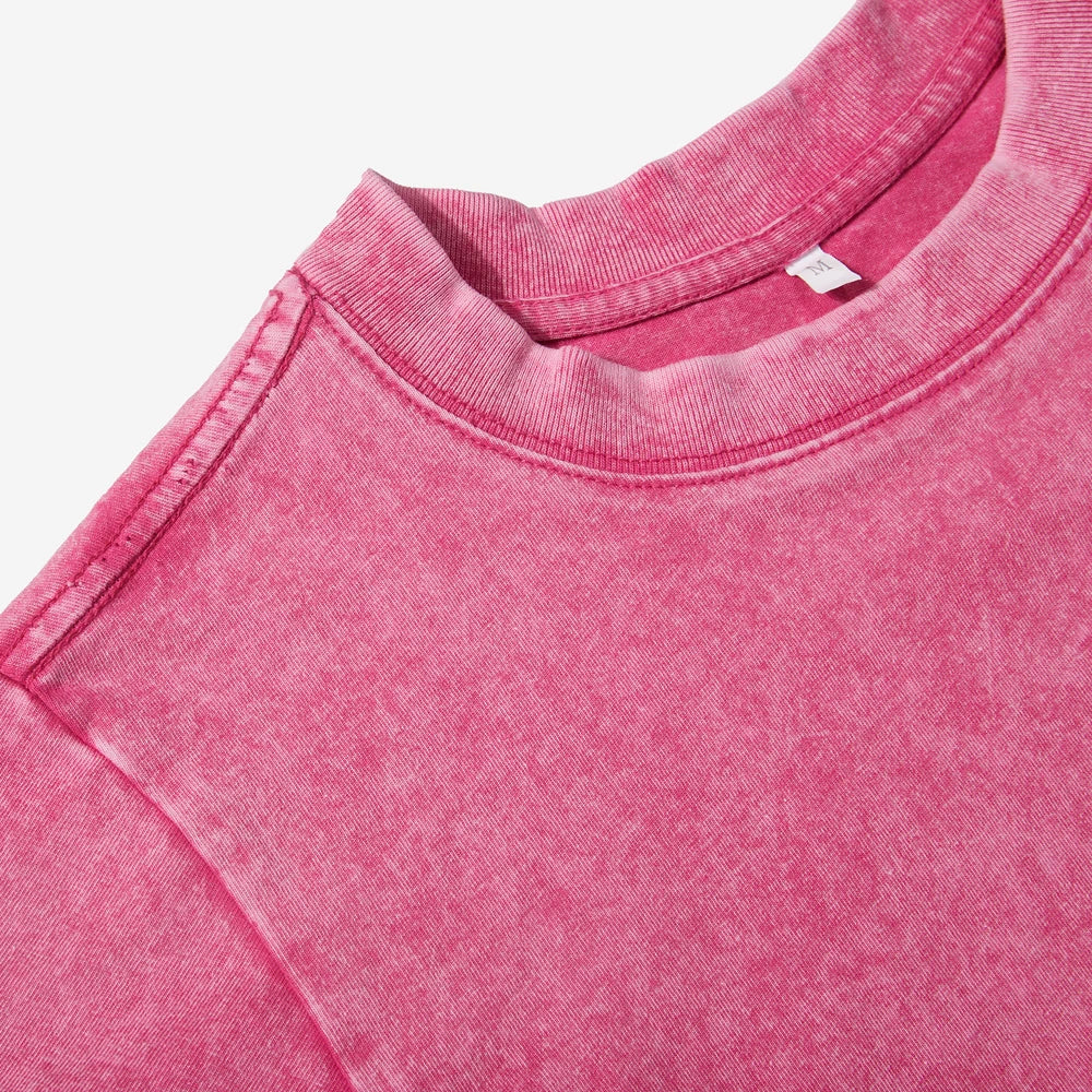 100% Cotton Washed O-Neck Crop T-Shirt
