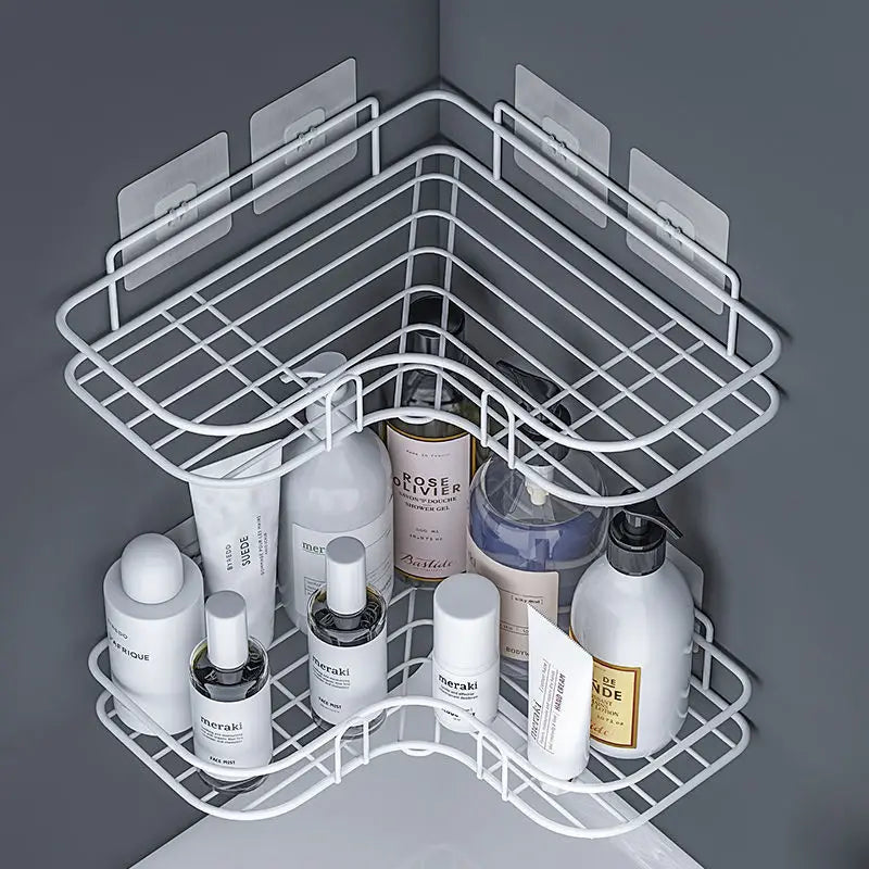 Punch-Free Iron Corner Shower Storage Basket