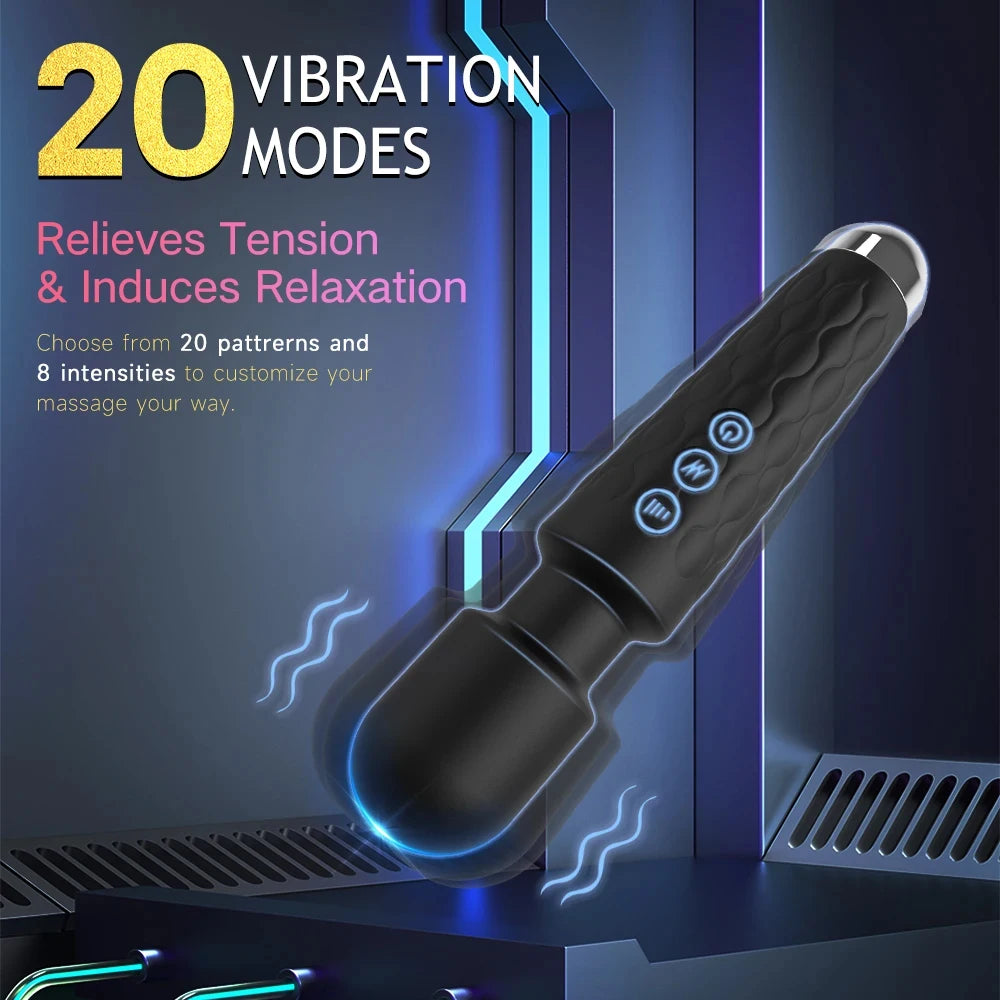 Rechargeable Wand Vibrator – 20 Patterns/8 Speeds