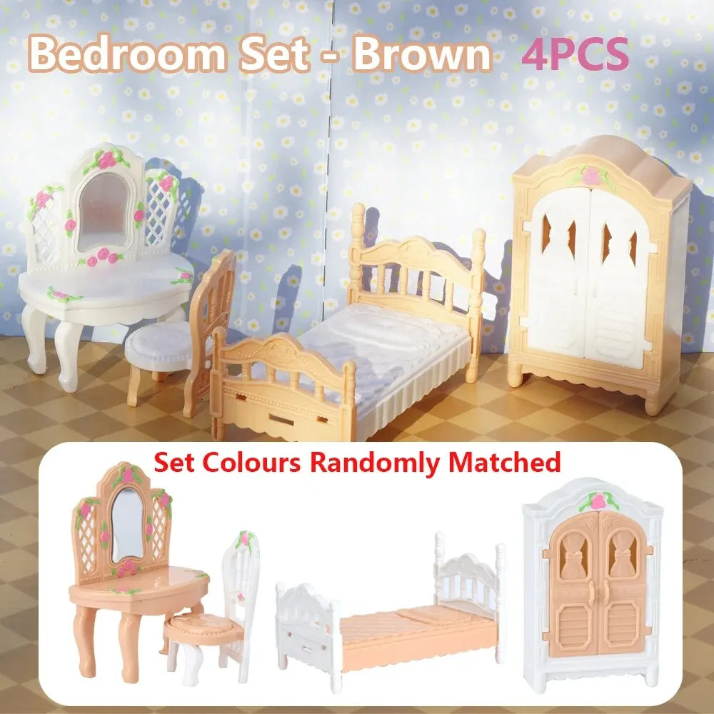 10-Piece Pink Miniature Dollhouse Furniture Set